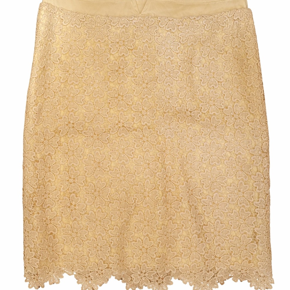 Anthropologie Tan Lace Pencil Skirt
